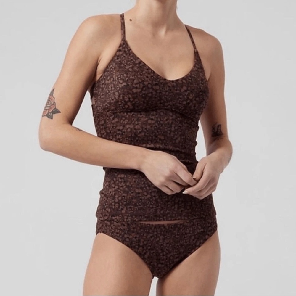 Athleta Brown Patterned Swimwear